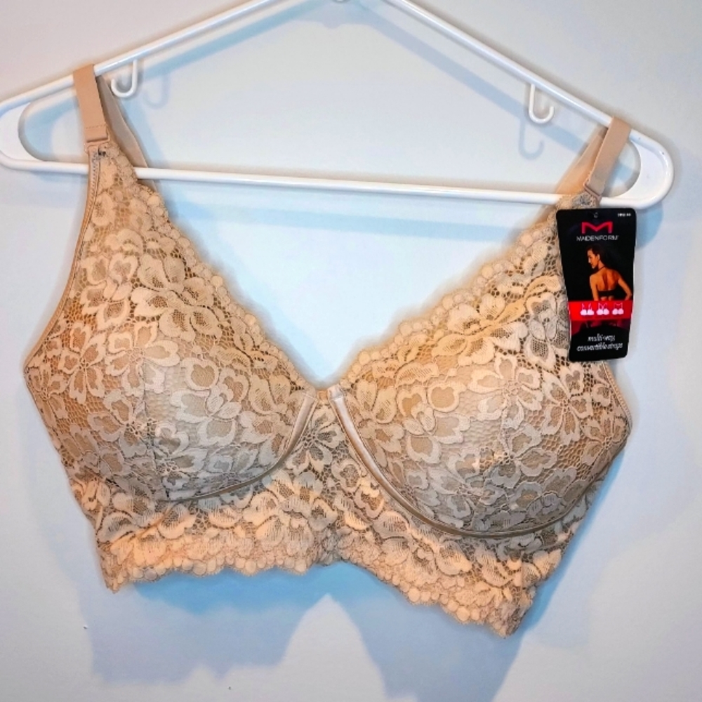 NWT Maidenform Nude Lace 3-Way Bra 36D
